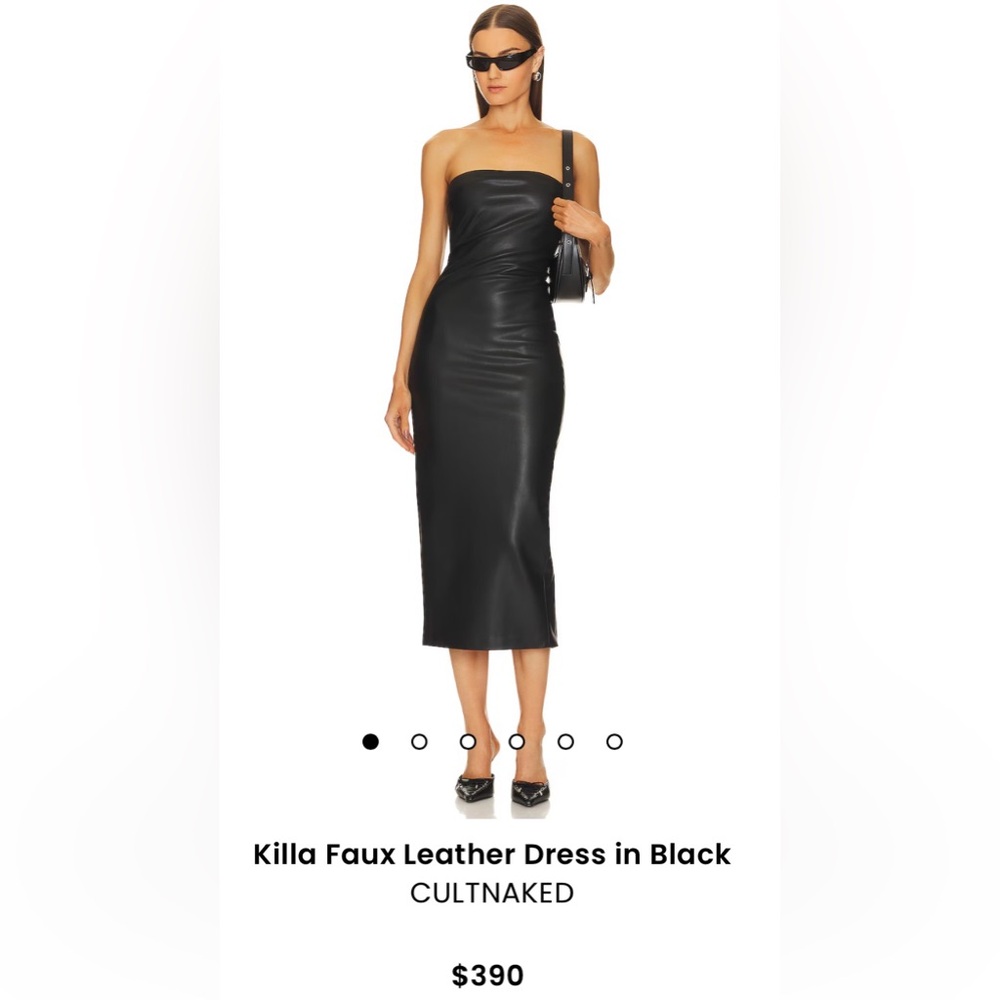 CULTNAKED Strapless Faux Leather Midi Dress — Black